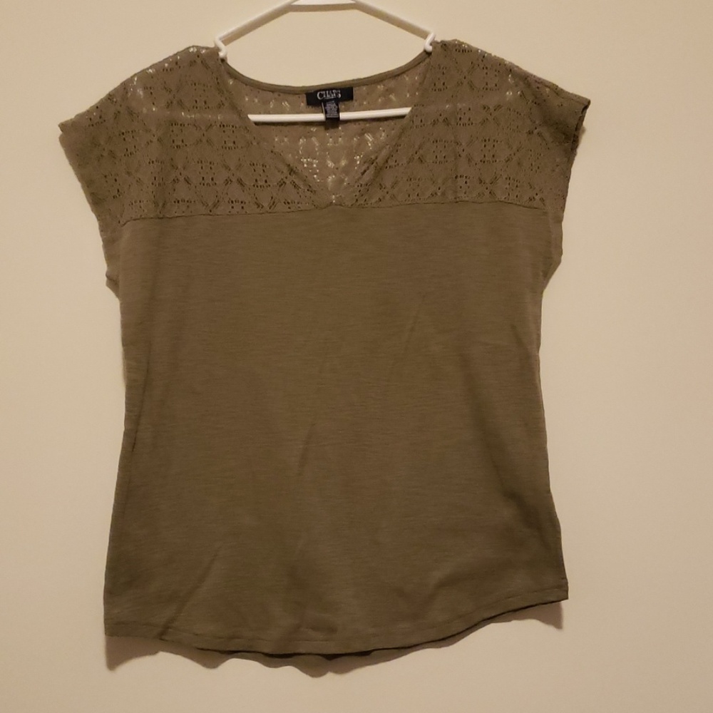 Army green shirt sleeve top